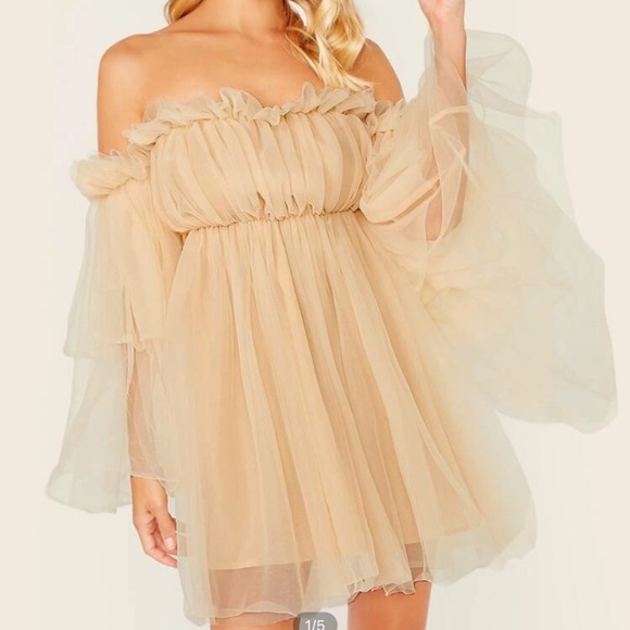 Off the should ruffle mesh dress - Picture 2 of 2
